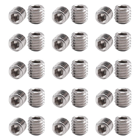 50 Piece Set Stainless Steel SAE Hex Socket Screws Grub Screws Cup Point Internal Hex Drive 3/8-16 X 3/8 in rows