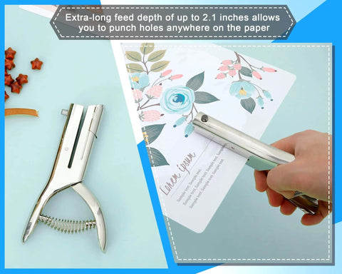 Heavy Duty One Quarter Inch Single Hole Punch For Crafts And Office Use punching paper with flower design