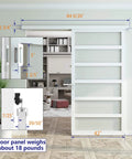 42x84 Inch White PVC Sliding Barn Door With Hardware Kit And Pull Waterproof Acrylic Pane Translucent Lightweight Plastic Panel