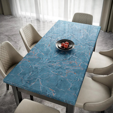 Table covered with Large 36 By 160 Inch Faux Cracked Marble Contact Paper For Countertops Waterproof Peel And Stick Kitchen Backsplash