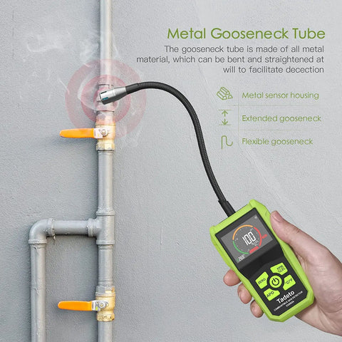 Pro Grade Natural Gas Detector With 2.6 Inch LCD Display And 12 Inch Gooseneck Probe, detecting gas leak on metal pipe