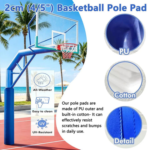 Heavy Duty Square Foam Pole Cover For Basements And Garages Featuring No Sweat Wrap Up Design And Tough As Nails Impact Shield For Wooden Columns Basketball Stands And Fence Posts In Classic Matte Black on a basketball pole.