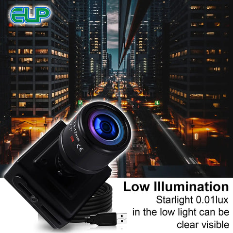 USB Camera With 2.8-12mm Varifocal Zoom Lens For Windows Mac Linux Raspberry Pi 1.3MP HD 960P Low Light Webcam in city backdrop