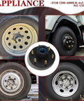 Close-up of a 6-lug trailer hub kit with tapered spindle for 5.5-inch wheels and prelubricated bearings.