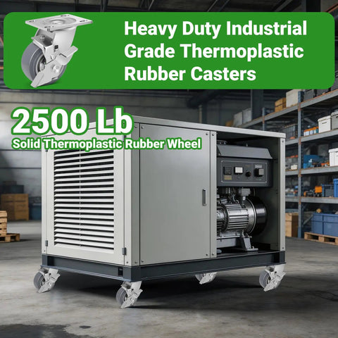 4 Inch Heavy Duty Caster Wheels Legit Industrial Powerhouse Thermoplastic Rubber TPR on industrial equipment.