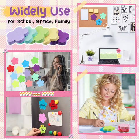 Colorful Flower Sticky Notes 3 Inch Pack Of 24 With 100 Sheets Per Pad used in office, school, and home settings