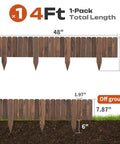 Rustic Wood Garden Edging Border Panel For Yard And Patio, Dope Decorative Landscape Edge Fence, 48 Inch Long, Installed View