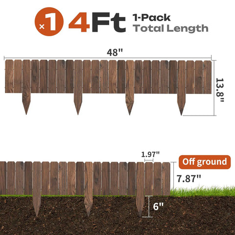 Rustic Wood Garden Edging Border Panel For Yard And Patio, Dope Decorative Landscape Edge Fence, 48 Inch Long, Installed View
