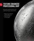 Close-up of textured 16lb Stainless Steel Shot Put For Competition Grade Training, 110mm core, Pro Grade Heavyweight Equipment