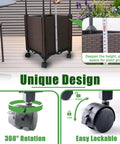 Raised Garden Bed Planter Box With Trellis 62.2 Inch Self Watering Tomato Planter on wheels showing unique lockable wheels and height adjustment