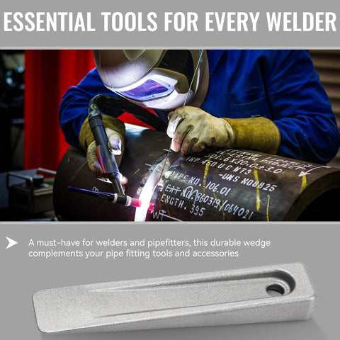 Welder using a tool next to 6 Inch Steel Set Up Wedge For Precise Positioning And Spacing On Planers Shapers And Milling Machines