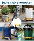 Heavy Duty Steel Drum Dolly Cart For 55 Gallon Oil Barrels moving large planter, trash bin, and barrels in various environments.