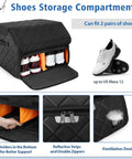 Dual Layer Golf Trunk Organizer With Ventilated Shoe Compartment For Two Pairs Of Shoes featuring removable dividers and zipper details