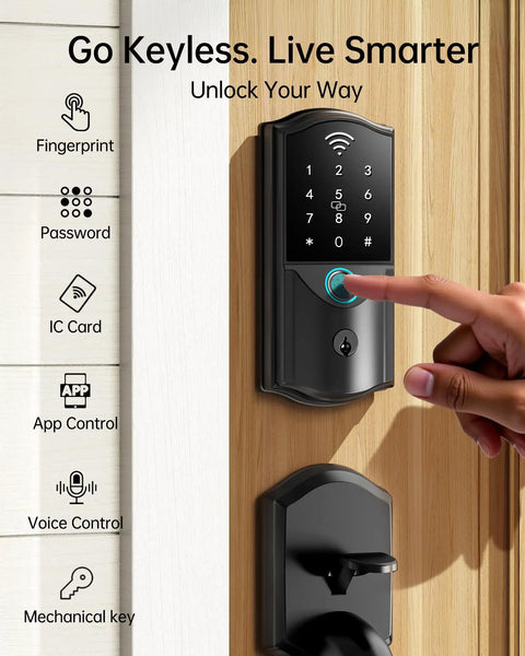 Built In WiFi Smart Lock With Handle Set Keyless Entry Front Door Lock Featuring Direct App Access Temporary Visitor Codes Dead Simple Mounting And Absolutely No Extra Hubs Needed For Total Daily Home Comfort
