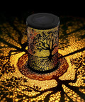 Outdoor Solar Lantern With Waterproof Build Hang Or Stand Light casting intricate tree shadows at night