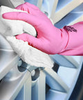 Person cleaning car wheel with Tough As Nails Cotton Shop Towels 12x14 Inches Pack Of 50 Plus 5 Bonus Reusable Cleaning Rags 100 Percent Cotton