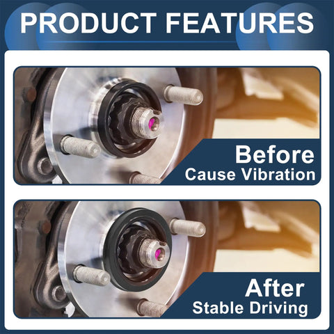 Image showing before and after installation of Lock It Down With These Badass 72.1mm To 66.6mm Wheel Hub Centric Rings.