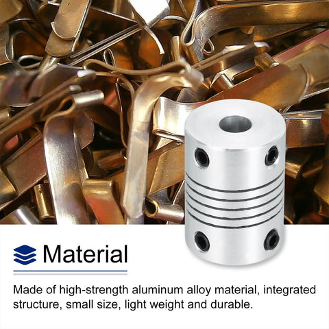 Beefy Five Pack 6.35mm To 6mm Aluminum Shaft Couplings Flexible 25mm L25xD19 Beams, shown in durable high-strength aluminum
