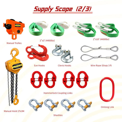 All In One Heavy Duty Gantry Crane Kit For Shop Or Garage, 4000 Lb Rating With 6600 Lb Static Load, includes hoist and accessories