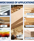 Wide range of applications for the Heavy Duty Portable Edge Banding Machine With Automatic Tape Cutting for various wood types.