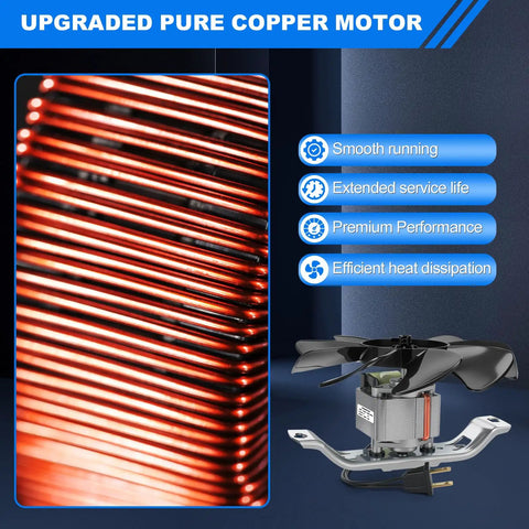 Close-up of 180 CFM Bathroom Exhaust Fan Motor And Blade Replacement for 509 Series with pure copper motor detail.