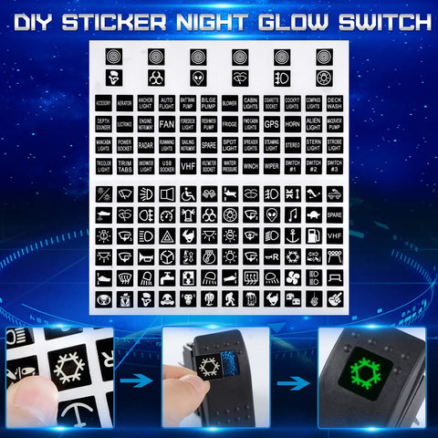 Beef Up Your Ride With A 10 Pack Marine Rocker Switches Waterproof Toggle Set DIY night glow stickers for customization