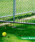 25 Pack Animal Barrier Fence For Garden, 17 Inch High By 27 Feet Long Rustproof Metal Wire Border Fence shown installed along grass.