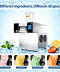 Commercial Flake Ice Maker Hits Speed Records In Three Seconds Flat While Pushing 120 Kilograms Daily Inside A Heavy Duty Steel Casing Built For Busy Venues That Want Hella Quick Frost And Zero Maintenance Anytime with different ice shapes.