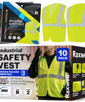 High Visibility Safety Vest Type R Class 2 Ansi Certified Lime Mesh With Secure Zipper And Inside Pocket Bulk Case Of 10.