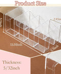 Clear Plastic Purse Organizer For Closet, 13 By 6 By 5 Inches, 4 Section Shelf Dividers, side view showing dimensions