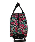 Lightweight Carry On Luggage With Two Rolling Wheels Leopard Rose Pattern 22 Inch Duffel for travel, side view with handle