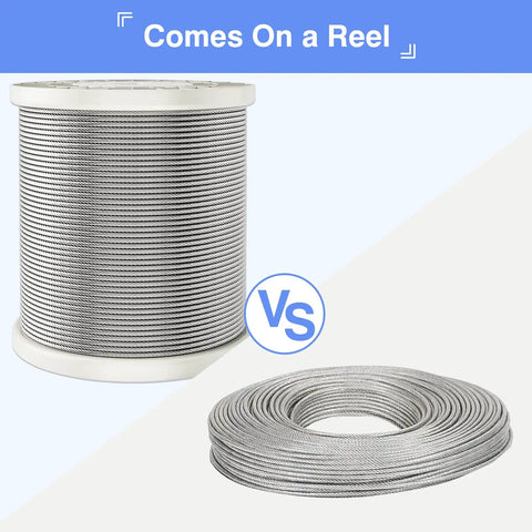 1/8 Inch T316 Stainless Steel Cable Railing Kit for Outdoor Decks and Marine Use Saltwater Ready Reel vs Coil