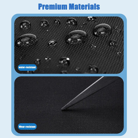 Close-up of water-resistant material showing droplets and a wear-resistant surface for the Beat The Elements EV Charger Cover For Chevy Blazer Ev.