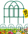 No Dig Rustproof Metal Garden Fence Kit, 35 Pre-Linking Panels, 18 Inch High By 17 Inch Wide Each, 50 Feet Total, Green