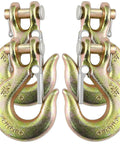 Top Shelf Grade 70 Clevis Slip Hooks With Safety Latch 5/16 Inch Heavy Duty Towing Gear Four Pack Forged Steel connectors.