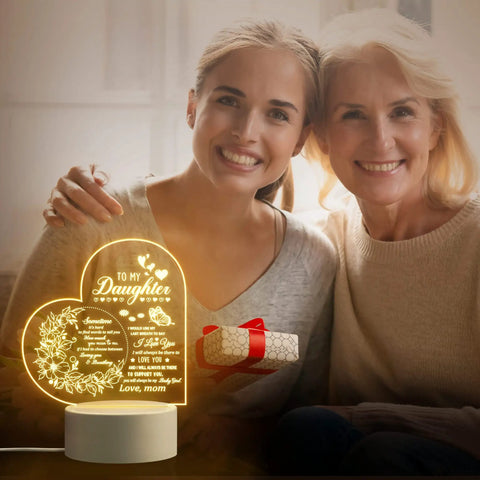 From Niece Or Nephew Night Light Gift For Aunt With Heartfelt Sayings USB Powered Cozy Glow shown glowing on table
