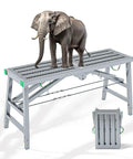 Heavy Duty Folding Scaffold Tower With Adjustable Height And Non Slip Deck Built Like A Tank For Sure Fire Work Access On Paint Or Drywall Jobs That Demand Extra Muscle And Reliable Stability Daily with an elephant standing on it.