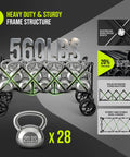 Extra Large Folding Wagon Cart For Outdoors And All Terrain Hauling Heavy Duty 560 Pound Capacity steel frame with 20% thicker metal