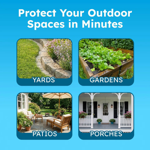 Image showing yards, gardens, patios, and porches illustrating coverage of Peppermint Oil Pest Defense Pro Outdoor Bug Spray And Mosquito Repellent With Plant Powered Sprayer Wand Kit For Yard Kills Ants Ticks Mosquitoes And Repels 8 Plus Pests