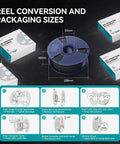 Reel conversion and packaging sizes for Go-To Flexible 1.75mm TPU Filament For 3D Printing Dope Soft Yet Tough 95A Pro Grade 1Kg Spool