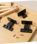 Straight Fire Quality Push On Fittings 10 Piece Quick Snap Connectors black nylon corner braces with screws on wood surface