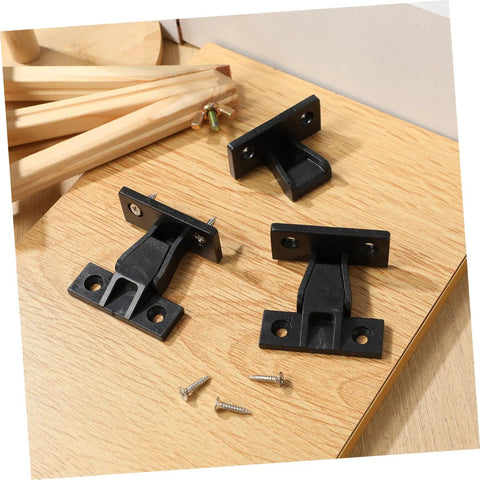 Straight Fire Quality Push On Fittings 10 Piece Quick Snap Connectors black nylon corner braces with screws on wood surface