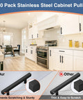 Matte Black Square Cabinet Handles Set Of 30 5 Inch Length Drawer Pulls shown in a modern kitchen setting