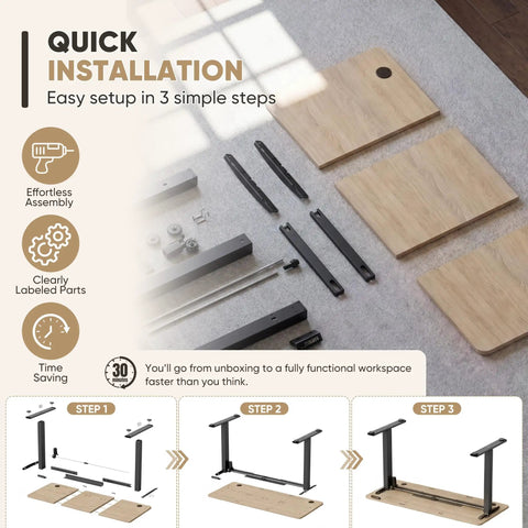 Furmax Maple Computer Desk 48 X 24 Inches Electric Height Adjustable Standing Desk With Memory Preset parts for quick assembly setup.