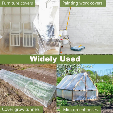 Clear 6 Mil Greenhouse Plastic Sheeting For 16 X 20 Ft, UV Resistant Heavy Duty Polyethylene Film, Thickened, Tear Resistant Greenhouse Cover, Weatherproof Transparent Film For Year Round Garden Growth That Stays Tough As Nails