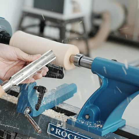 Morse Taper 2 Wood Lathe Live Center And Drive Center Set 4 Pc Cup Kit For Woodturning Arbor Compatible With Jet Nova Rikon Grizzly Lathes Ideal For Beginners And Pros Seeking Smooth Turning And Durable Support in use on a lathe, showing smooth wood turning process.