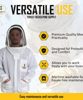 Ventilated Beekeeping Jacket With Fencing Veil Hood, Ultra Light Air Mesh, Super Breathable Bee Suit For Hot Weather, Medium