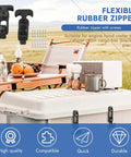 Heavy Duty Rubber T Handle Draw Latch 2 Pack shown on cooler with fruits and camp setup