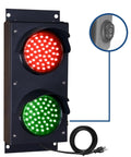 Heavy Duty Led Two Section Loading Dock Bay Traffic Light With Kick Ass Bright Red And Green Signals IP65 Weatherproof Aluminum Housing Easy Hook Up Design, showing red and green lights.