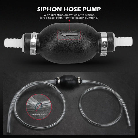 Siphon hose pump with two clear hoses, designed for high flow, part of the 22 Piece No Spill Coolant Filling Funnel Kit.